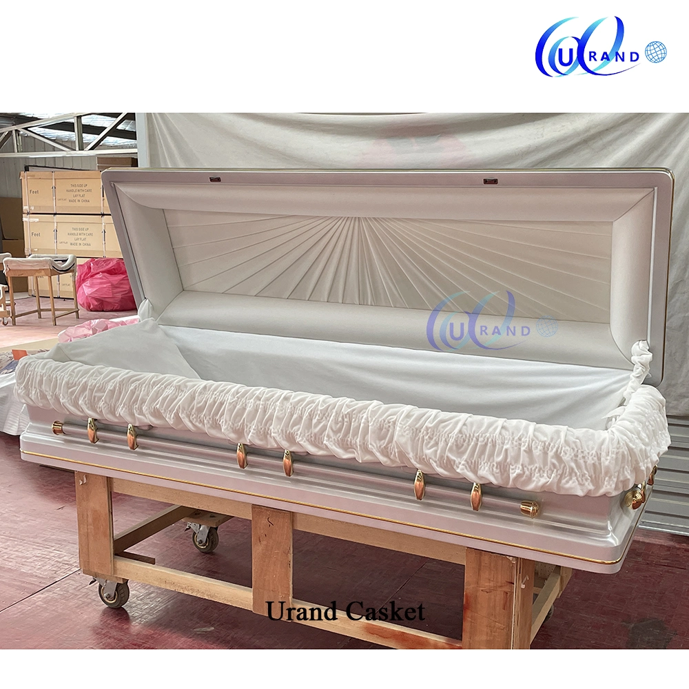 Full Couch Cream Velvet Interior Solid Wood Casket