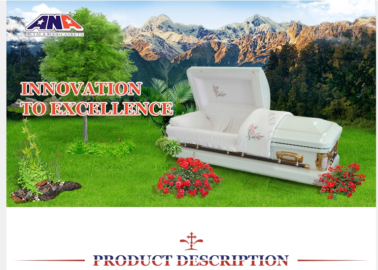 Ana 18ga Steel Round Corner Metal Casket for Funeral Products