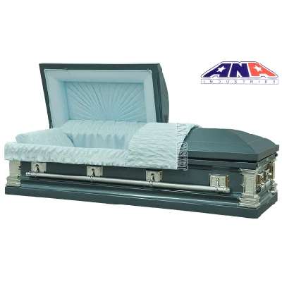 Ana Wholesale American Style Funeral Supplies Square Corner 18 Ga Steel Metal Coffin Cercueil